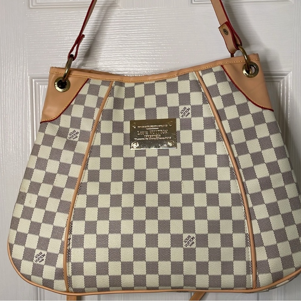 Checkered Beige and Tan Designer Tote Bag
